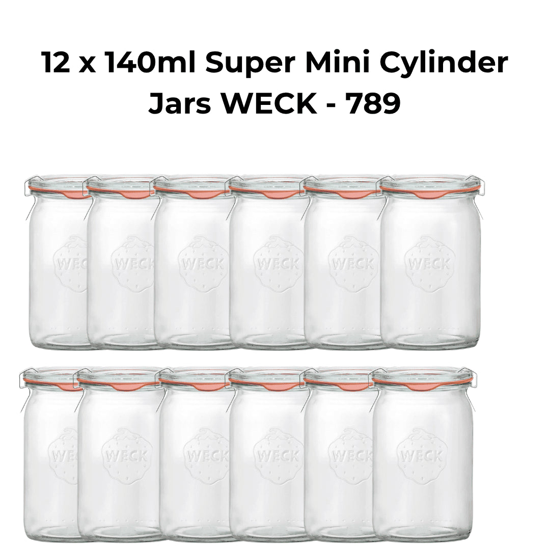 12 x 140ml Super Mini Cylinder Jars WECK - 789 - Ball Mason Australia