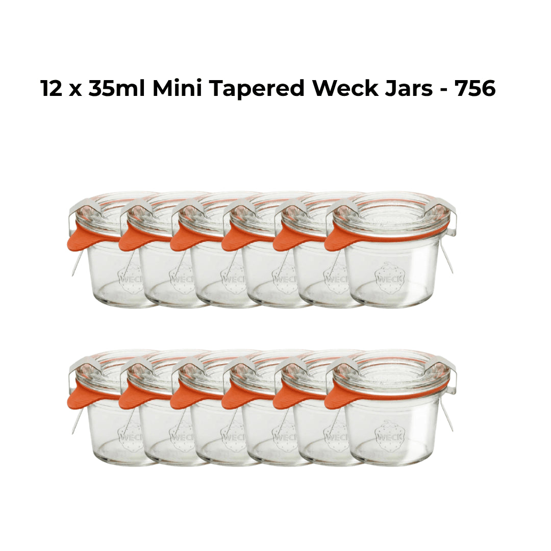 12 x 35ml Mini Tapered Weck Jars - 756 - Ball Mason Australia