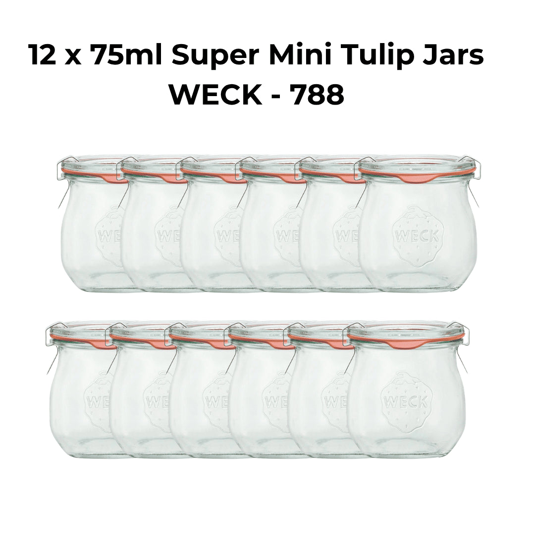 12 x 75ml Super Mini Tulip Jars WECK - 788 - Ball Mason Australia
