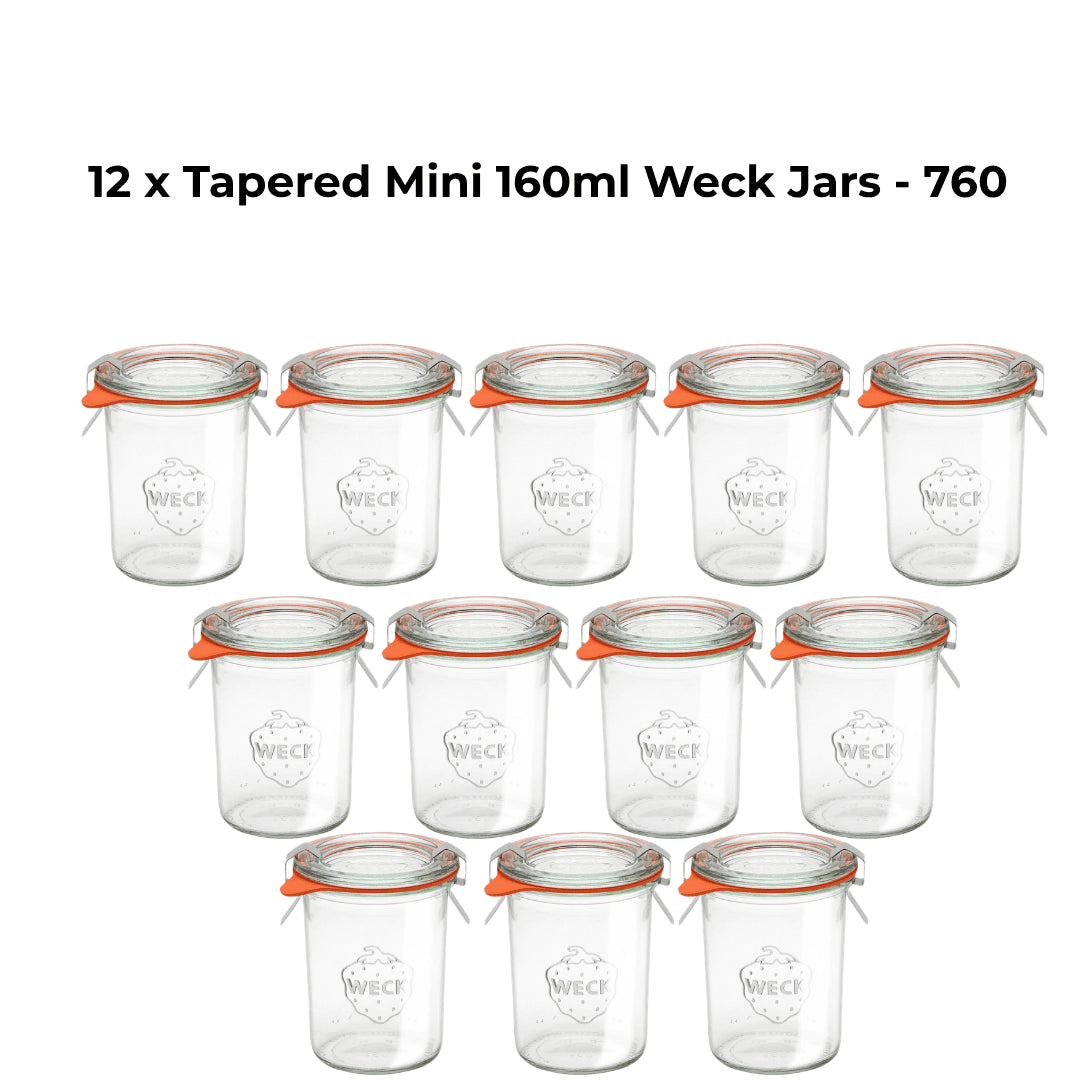 12 x Tapered Mini 160ml Weck Jars - 760 - Ball Mason Australia