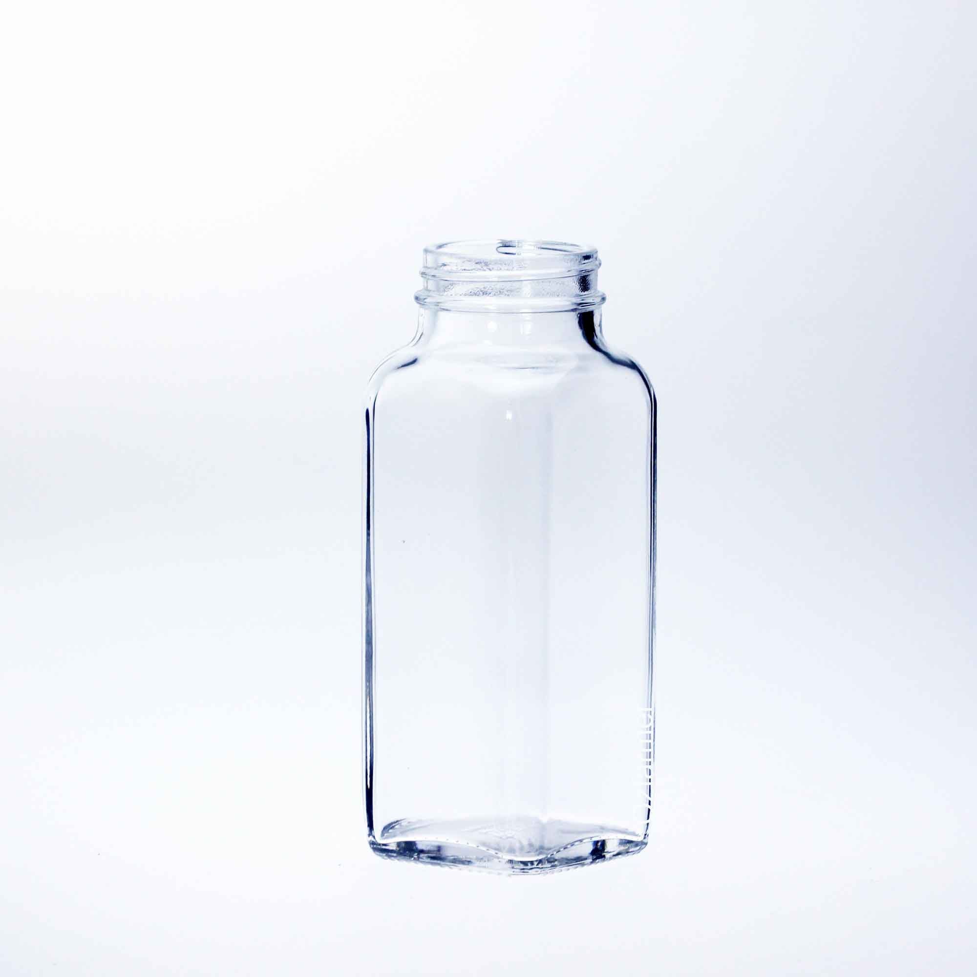 Bell Mason 8oz (240ml) French Square Glass Bottle with Metal Lid (Single)