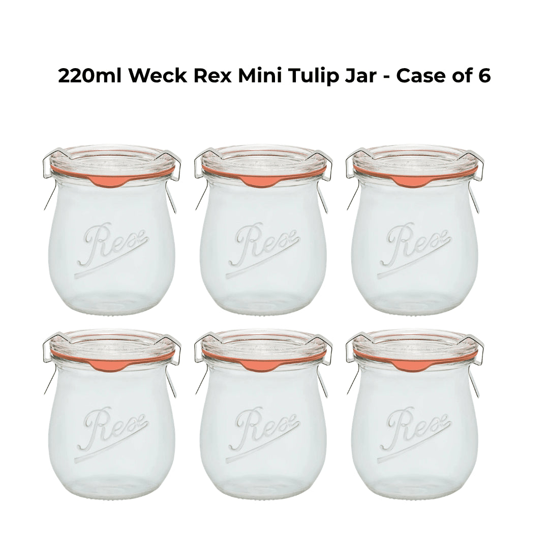 Weck Rex 220ml Mini Tulip Preserving Jar with Seal, Lid, and Clips (Pa
