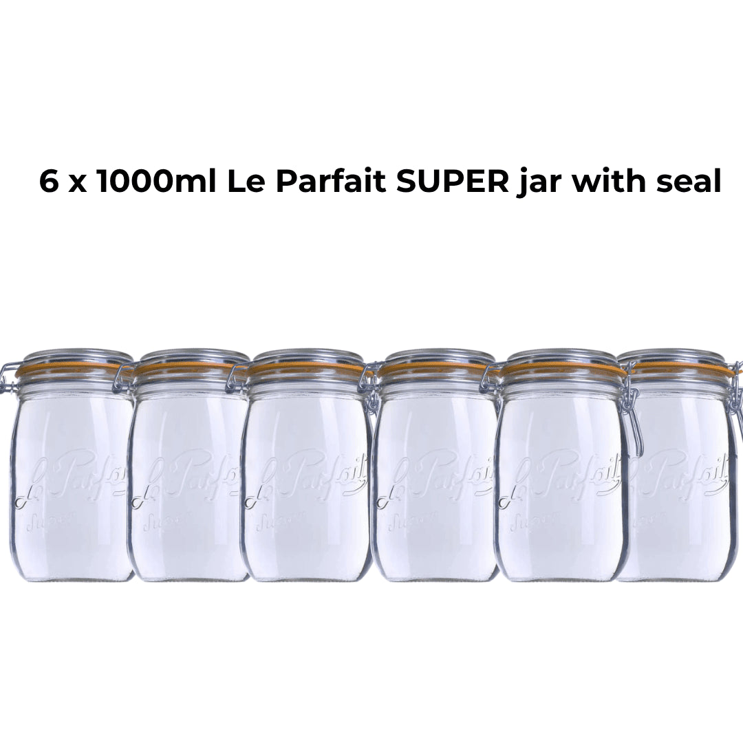 6 x 1000ml Le Parfait SUPER jar with seal - Ball Mason Australia