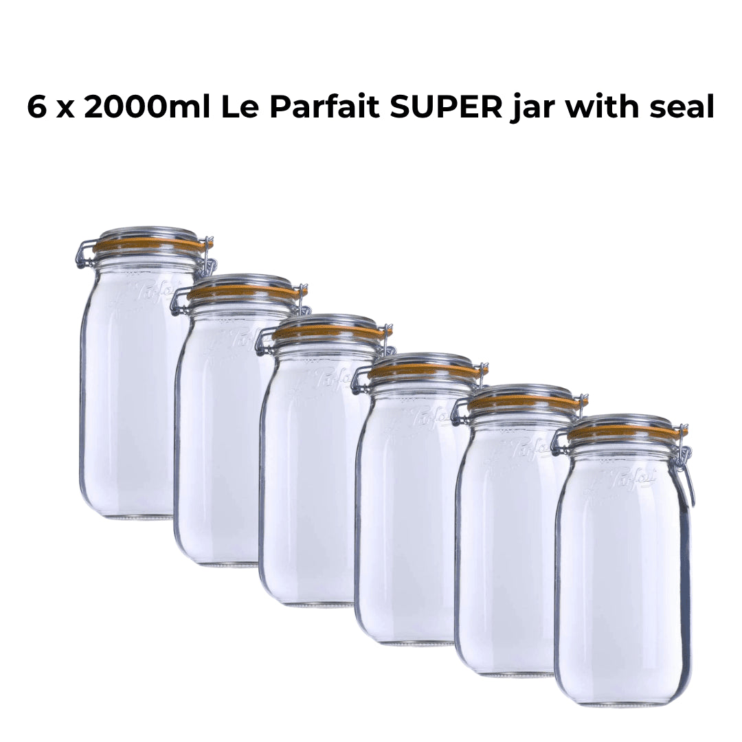 6 x 2000ml Le Parfait SUPER jar with seal - Ball Mason Australia