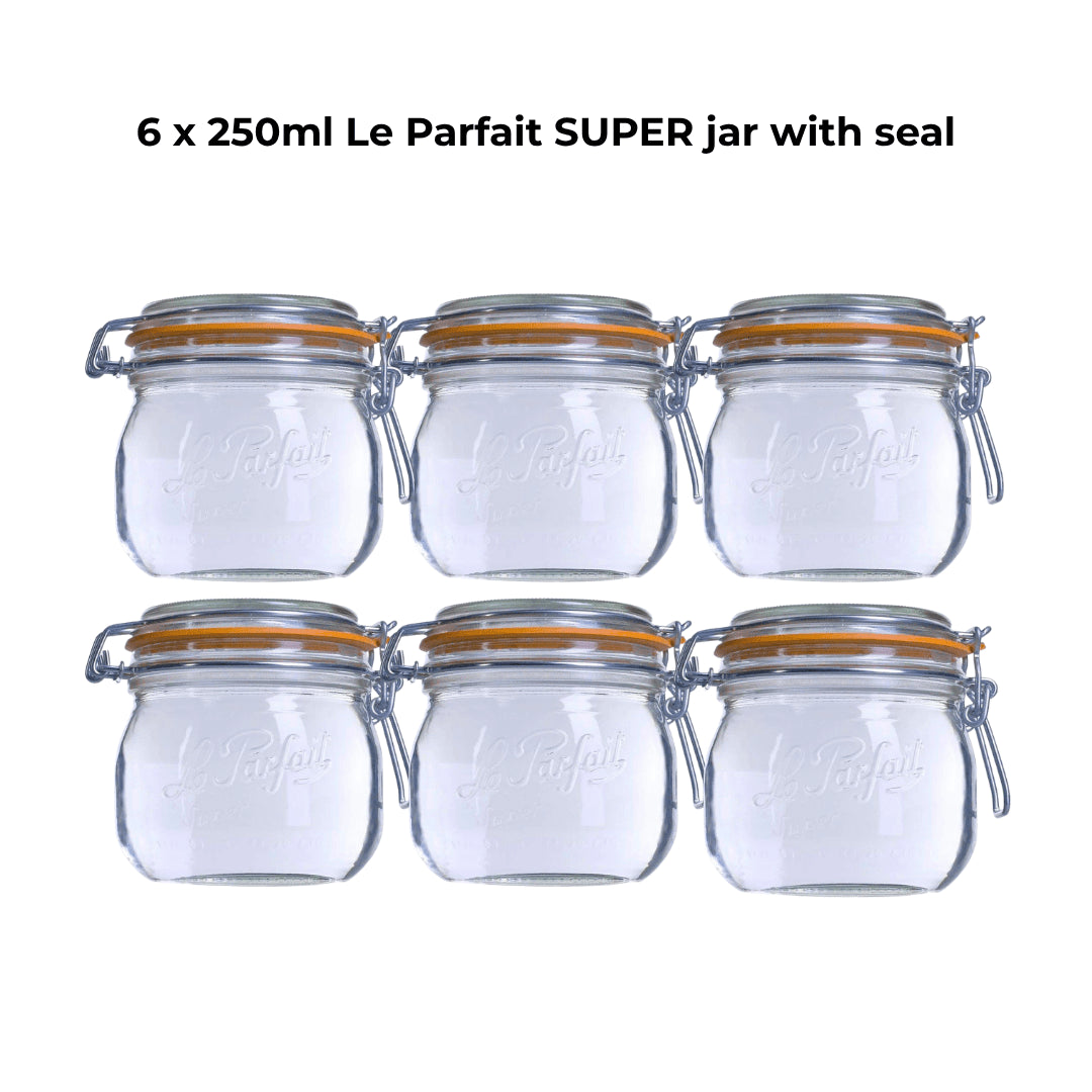6 x 250ml Le Parfait SUPER jar with seal - Ball Mason Australia