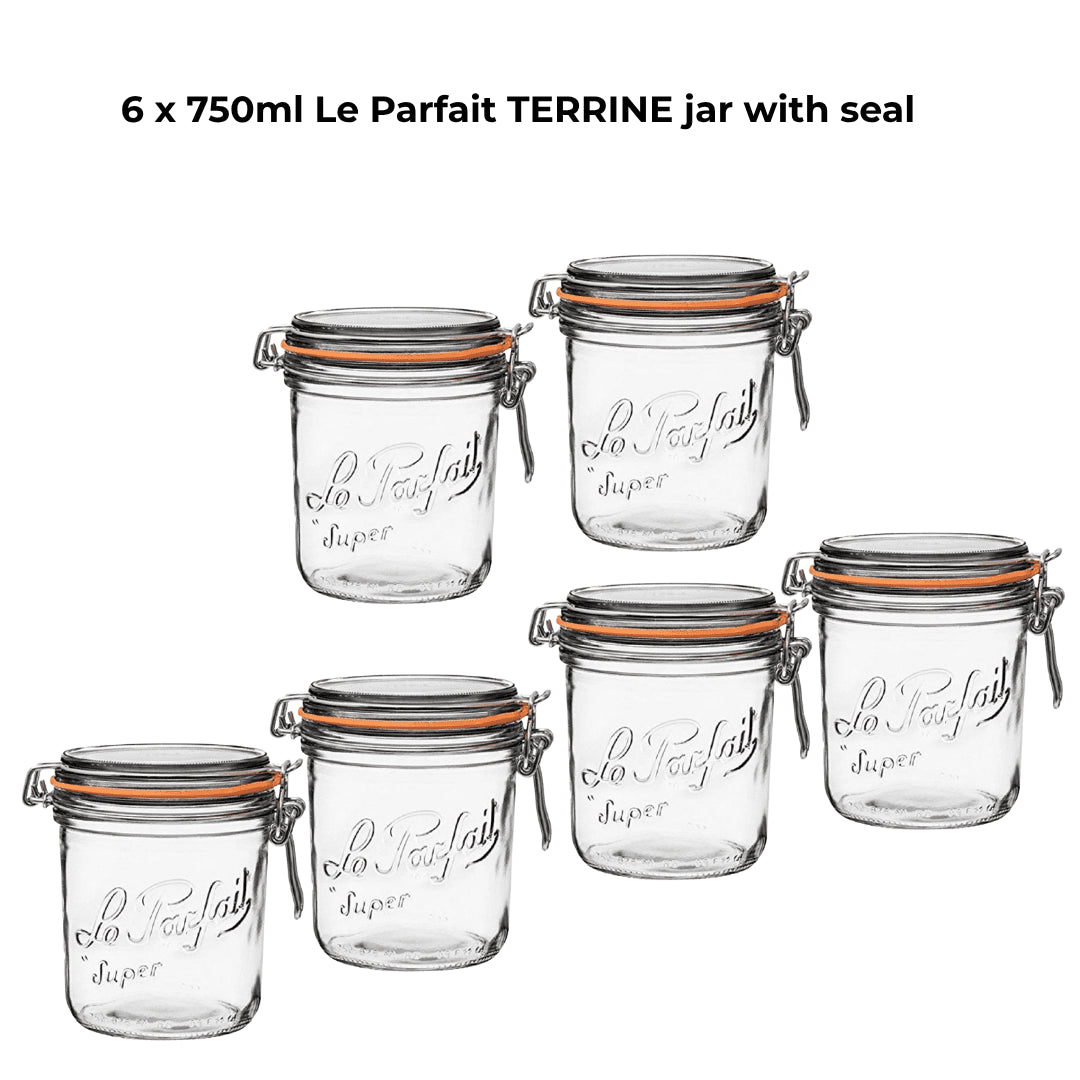 6 x 750ml Le Parfait TERRINE jar with seal - Ball Mason Australia