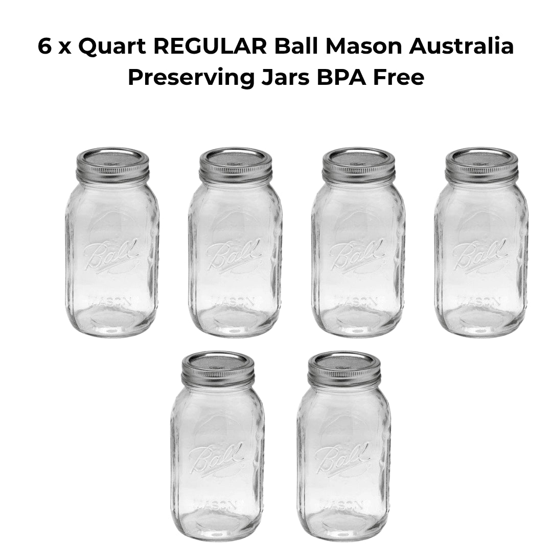 6 x Quart REGULAR Ball Mason Australia Preserving Jars BPA Free - Ball Mason Australia