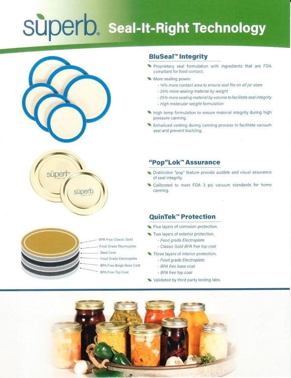Wide Mouth 86mm Superb Canning Lids Pack of 60 USA MADE