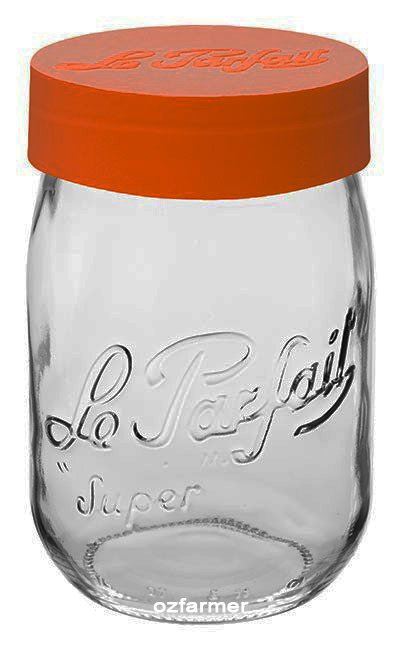 Le Parfait 34oz (1L) Super Storage Jar with Orange Screw Top Lid (Single)