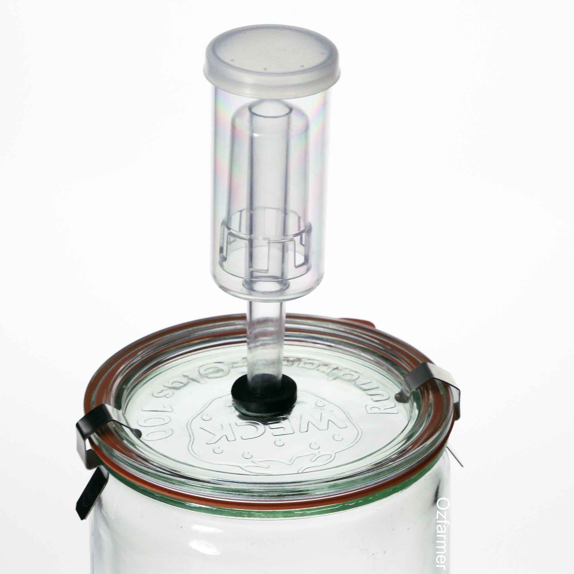 Large Weck Rex Fermenting Lid, Airlock, Seal and 2 Clips - NO JAR. SECONDS ONLY