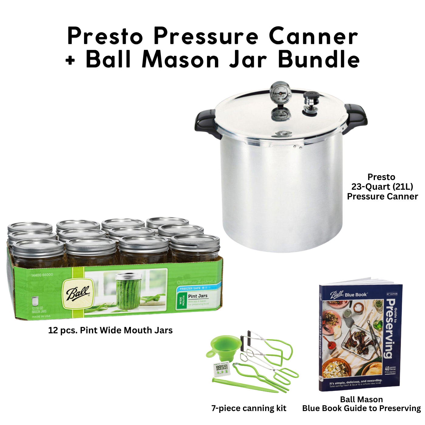Latest Presto Model 23 Quart / 21 Litre Pressure Canner bundle with Ball Mason Jars