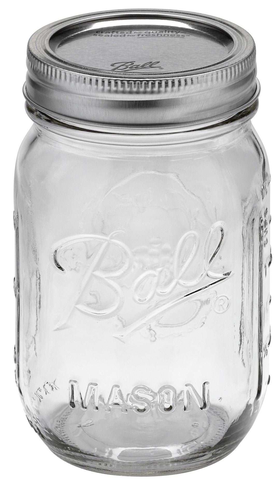 Ball Mason 16oz (475ml) Pint Regular Mouth Preserving Jar with Lid and Band (Single)