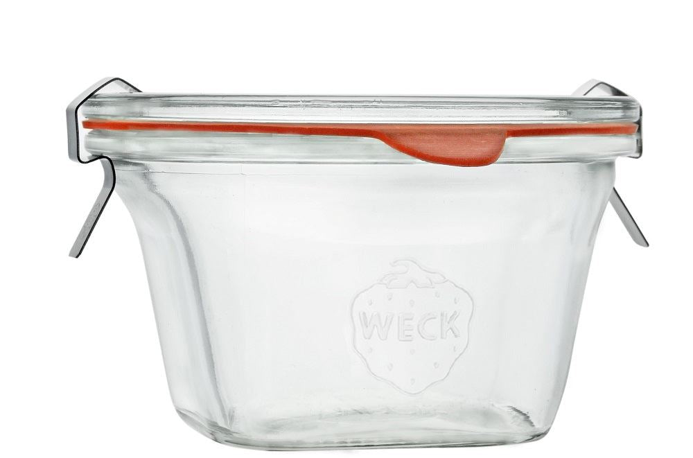 Weck 290ml Quadro Preserving Jar with Seal, Lid, and Clips (Single)