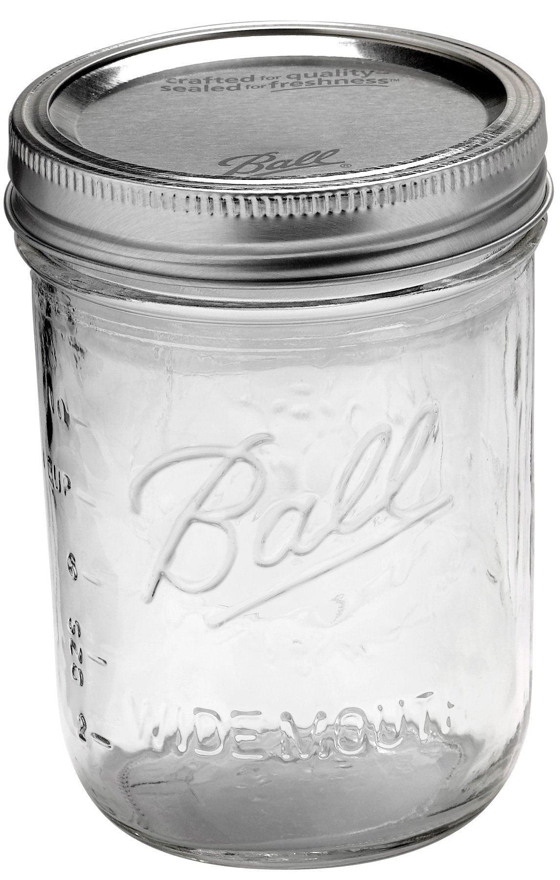 12 x Pint 16oz WIDE Mouth Jars and Lids BPA Free Lids Ball Mason