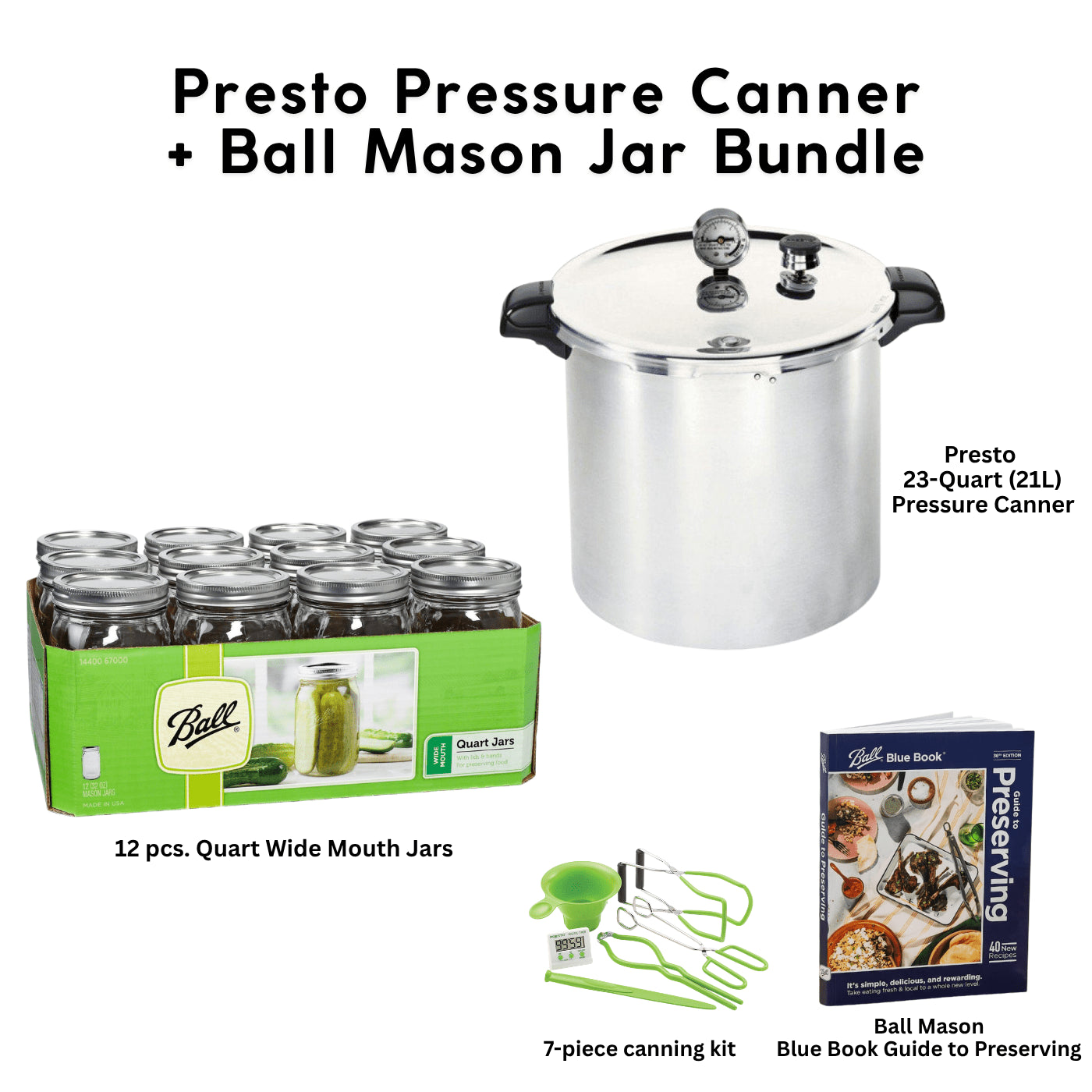 Latest Presto Model 23 Quart / 21 Litre Pressure Canner bundle with Ball Mason Jars - Ball Mason Australia