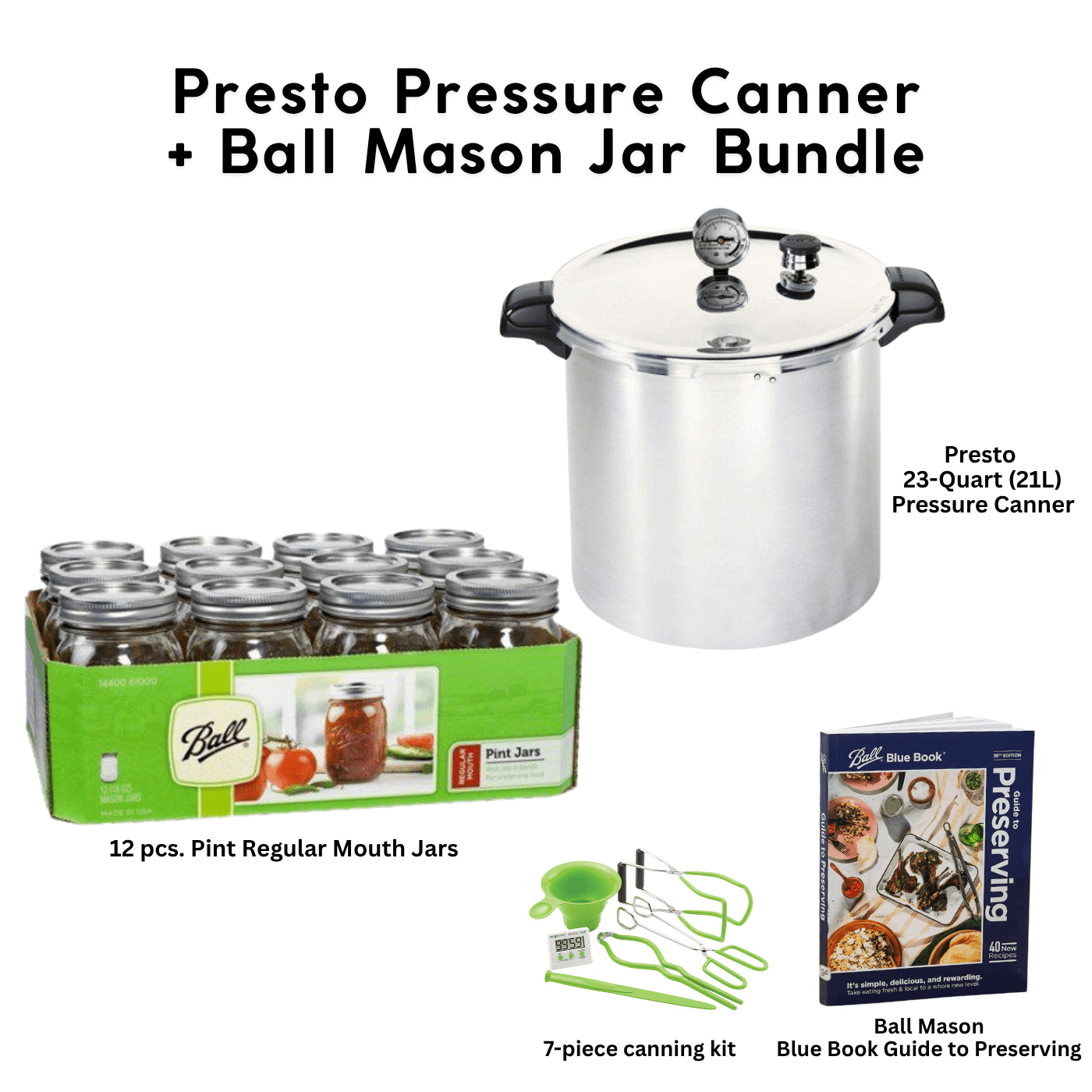 Latest Presto Model 23 Quart / 21 Litre Pressure Canner bundle with Ball Mason Jars - Ball Mason Australia
