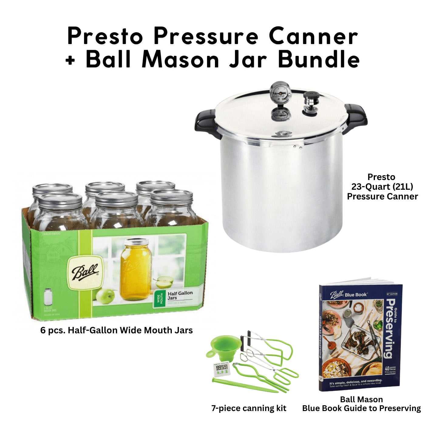 Latest Presto Model 23 Quart / 21 Litre Pressure Canner bundle with Ball Mason Jars - Ball Mason Australia