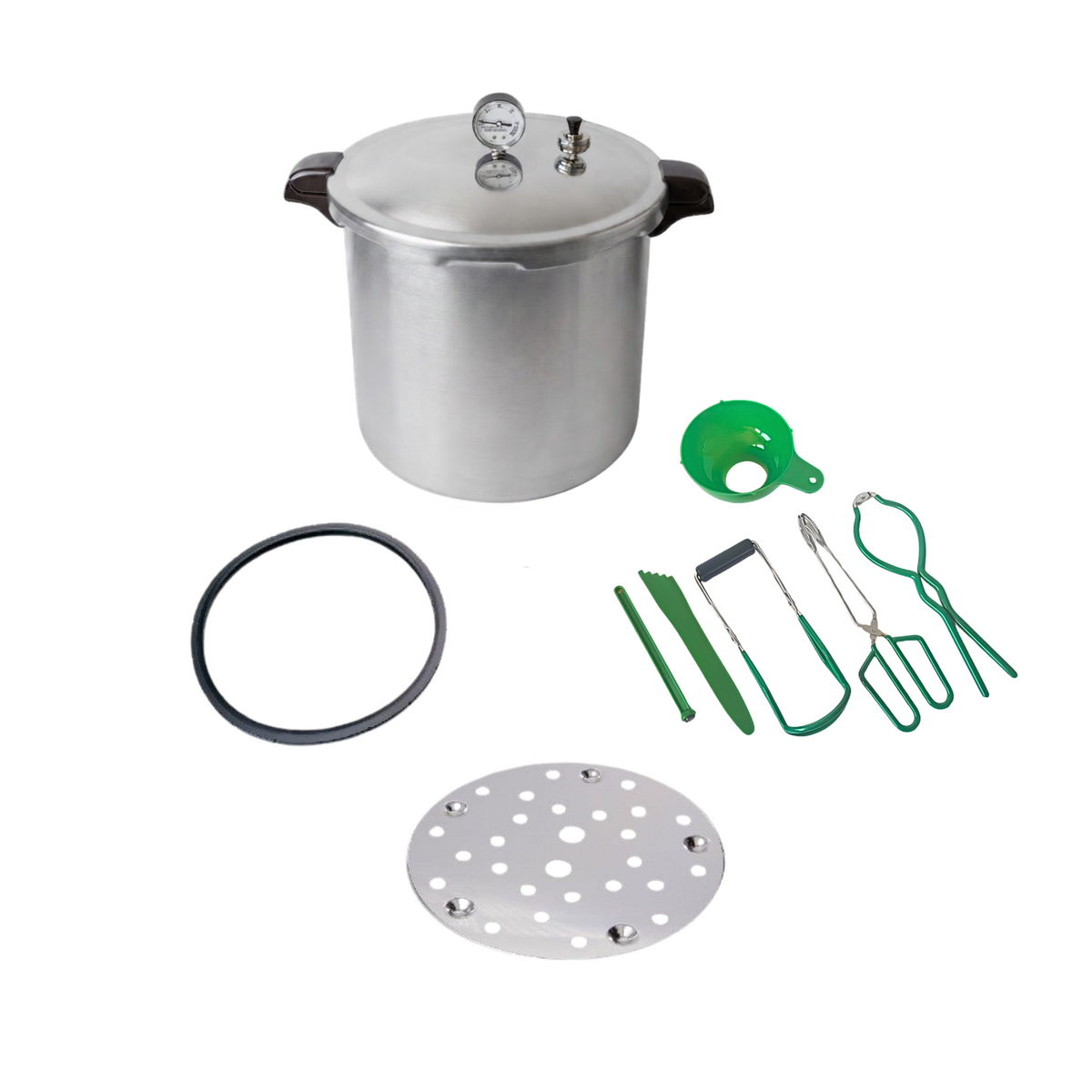 Presto Canner Starter Kit with Presto 23-Quart Induction Stovetop Pressure Canner with Dial Gauge & 3-Piece Regulator — Stainless Steel Base, Canning Accessories Kit, Spare Gasket and Canning Rack - Ball Mason Australia