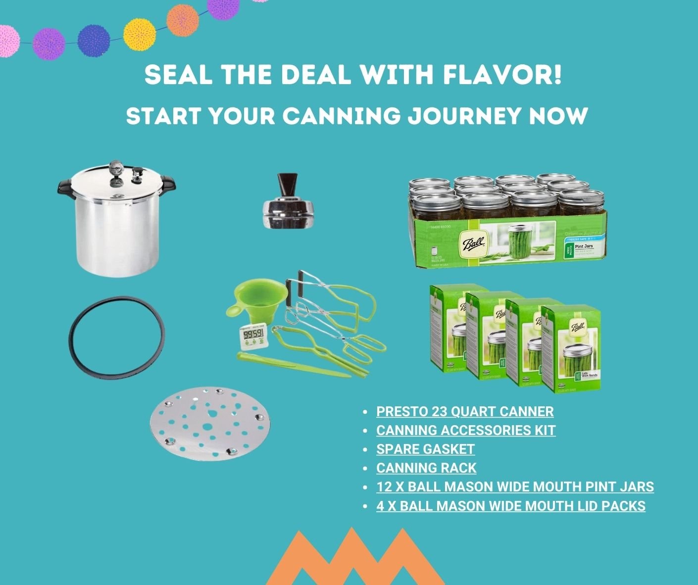 Presto pressure canner starter bundle with a case of Ball Mason jars and extra lids - Ball Mason Australia