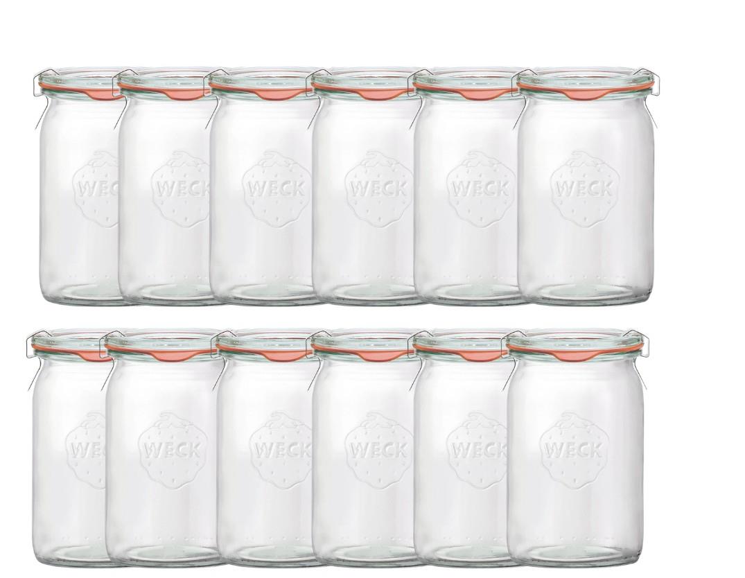 Weck 145ml Mini Cylinder Preserving Jar with Seal, Lid, and Clips (Pack of 12) - Ball Mason Australia