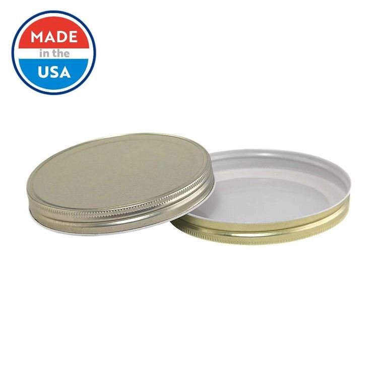 110mm SCREW TOP CT Tin Lid with Food Safe Lining One Piece GOLD - Ball Mason Australia