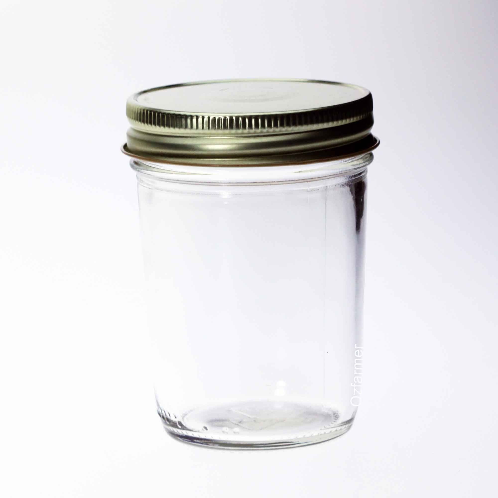 12 x Bell USA Smooth Half Pint / 8oz Regular Mouth Jars with BLACK lids - Ball Mason Australia