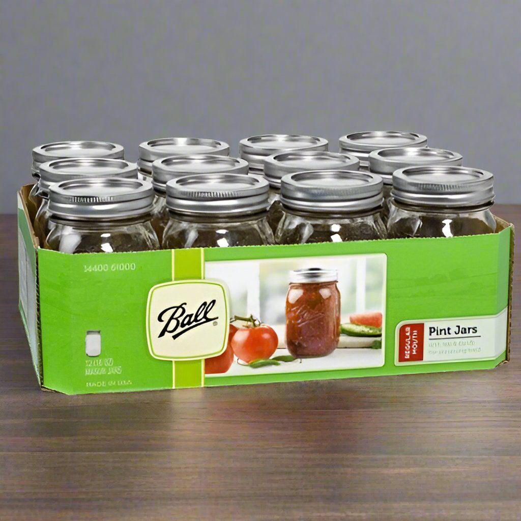 12 x Pint 16Oz REGULAR Mouth Jar and Lid Ball Mason Case - Ball Mason Australia