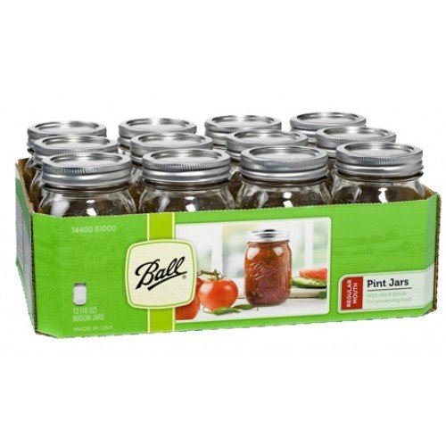 12 x Pint 16Oz REGULAR Mouth Jar and Lid Ball Mason Case - Ball Mason Australia