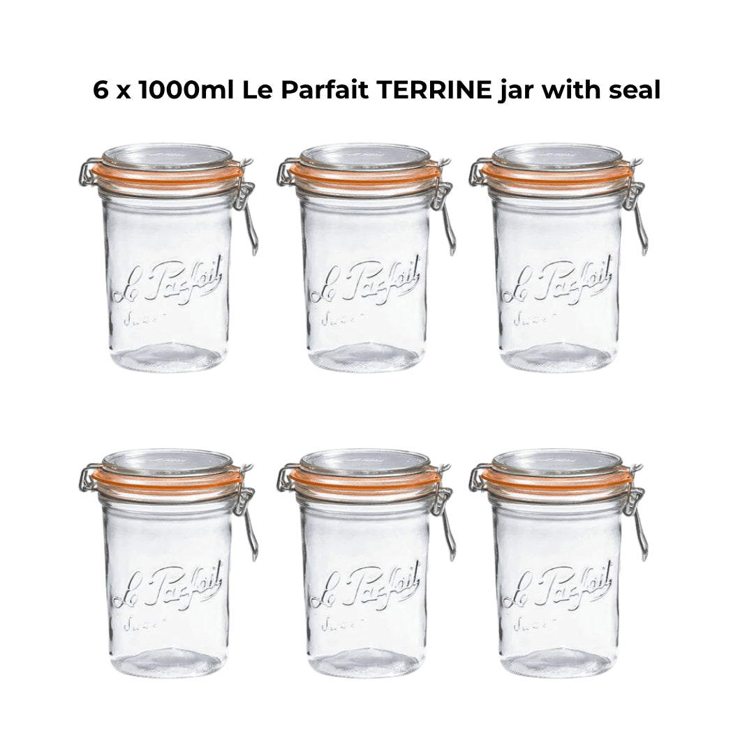 6 x 1000ml Le Parfait TERRINE jar with seal - Ball Mason Australia