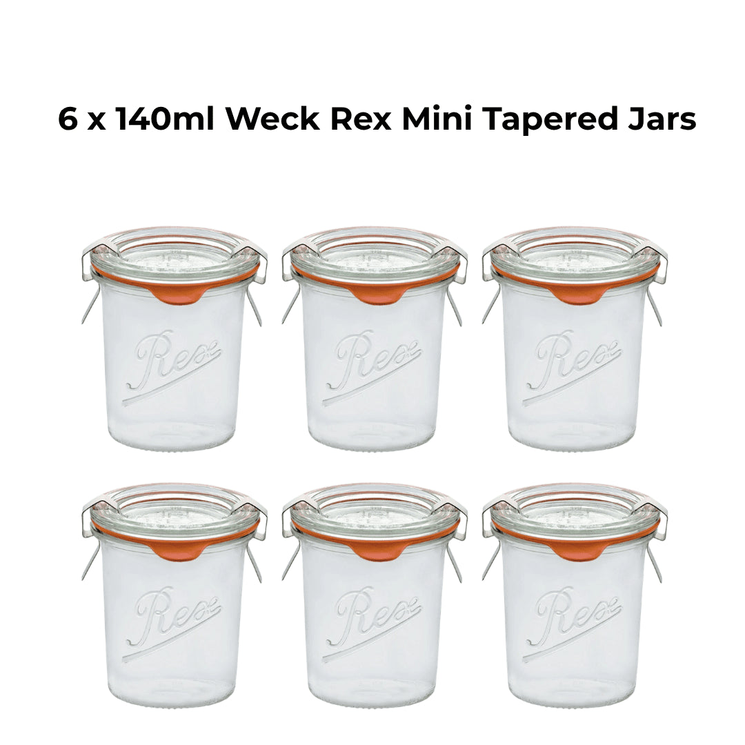 6 x 140ml Weck Rex Mini Tapered Jars - Ball Mason Australia