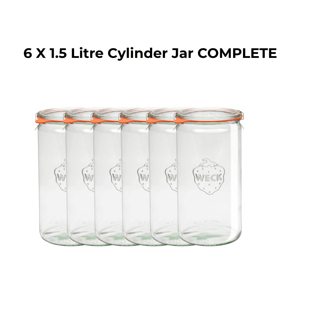 6 X 1.5 Litre Cylinder Jar COMPLETE - Ball Mason Australia