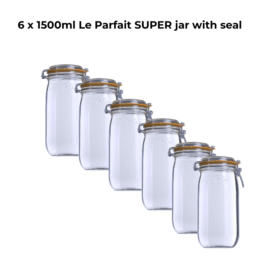 6 x 1500ml Le Parfait SUPER jar with seal - Ball Mason Australia