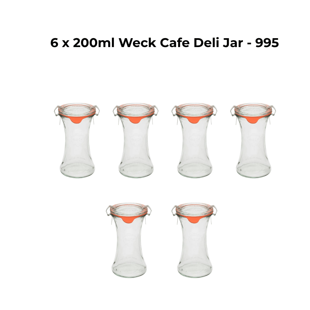 6 x 200ml Weck Cafe Deli Jar - 995 - Ball Mason Australia