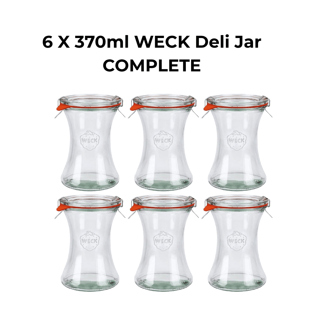 6 X 370ml WECK Deli Jar COMPLETE - Ball Mason Australia