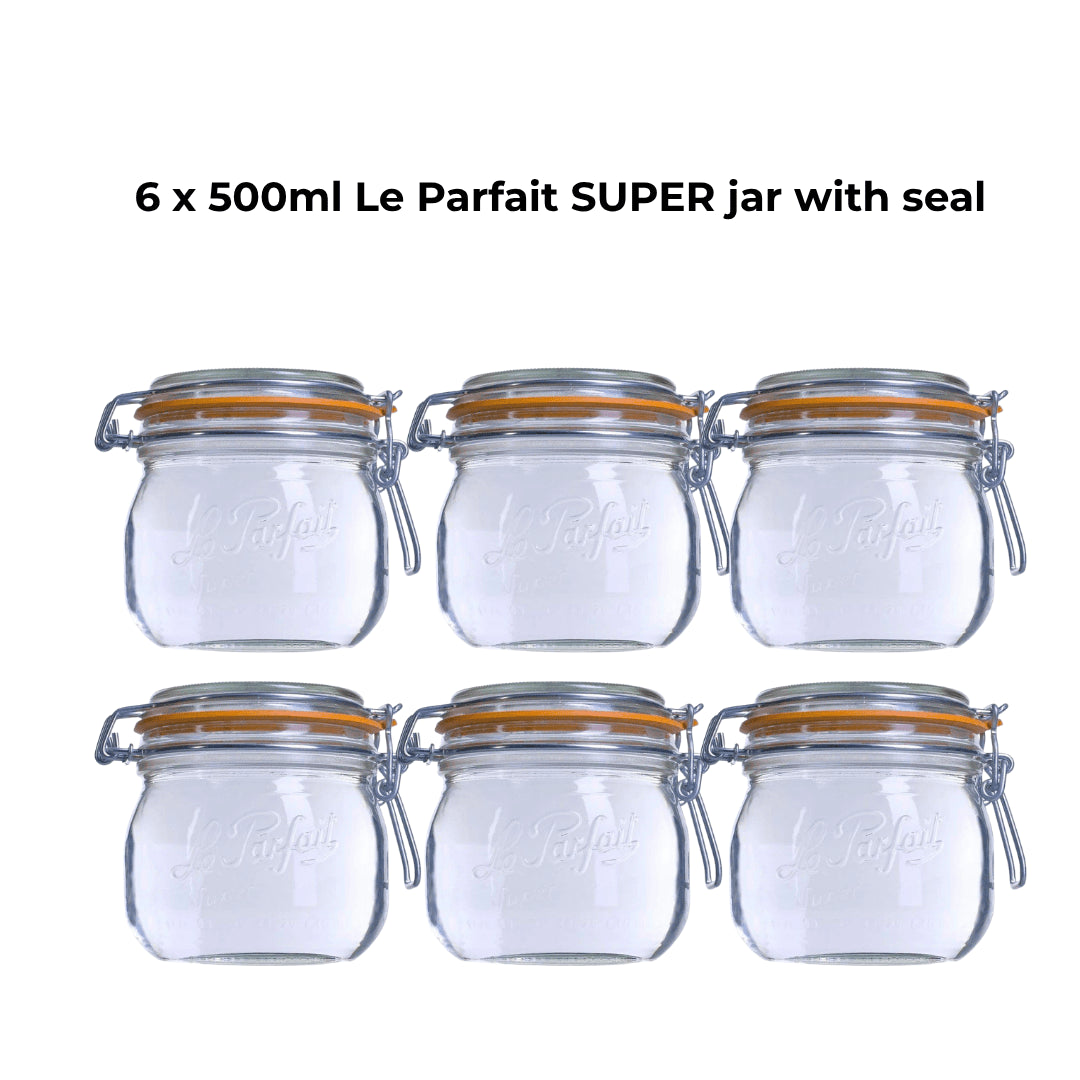 6 x 500ml Le Parfait SUPER jar with seal - Ball Mason Australia