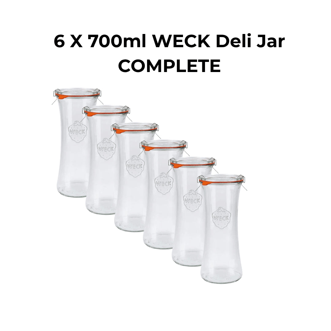 6 X 700ml WECK Deli Jar COMPLETE - Ball Mason Australia
