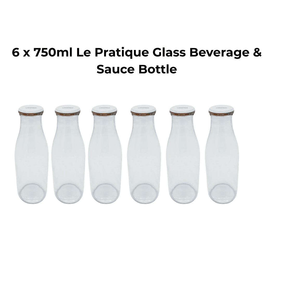 6 x 750ml Le Pratique Glass Beverage & Sauce Bottle - Ball Mason Australia