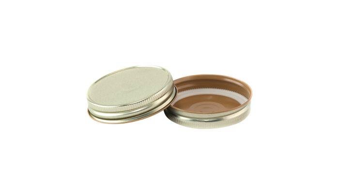 70mm SCREW TOP Lid with Hi - Heat Plastisol and safety button GOLD - Ball Mason Australia