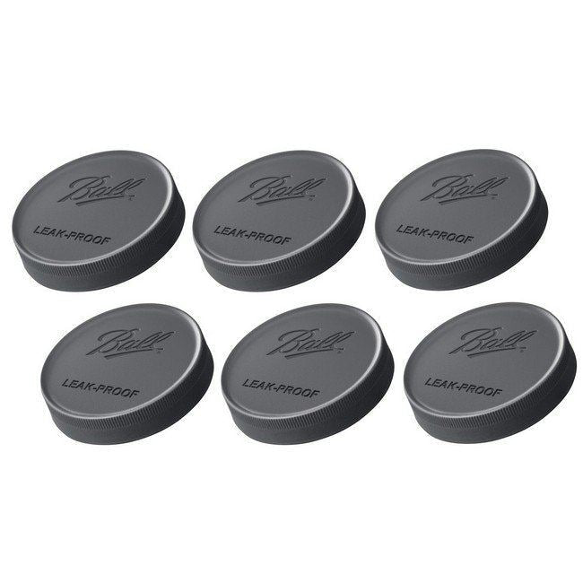 Ball WIDE Mouth Leak-Proof Storage Lids Pack of 6 - Ball Mason Australia