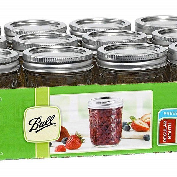 Ball Mason 8oz Regular Mouth Quilted Jar with Lid and Band (12-Pack)