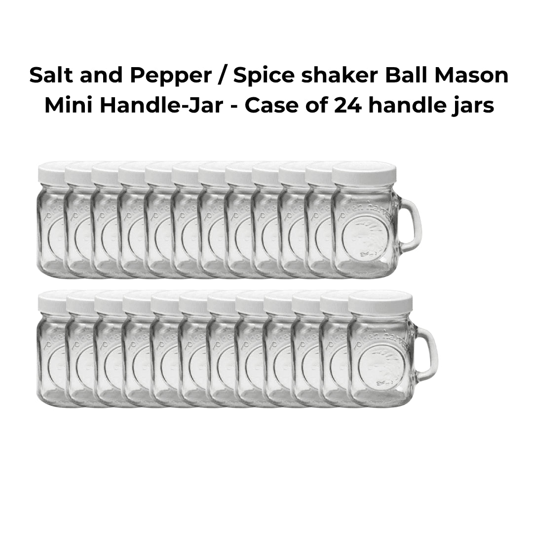 Salt and Pepper / Spice shaker Ball Mason Mini Handle - Jar - Case of 24 handle jars - Ball Mason Australia