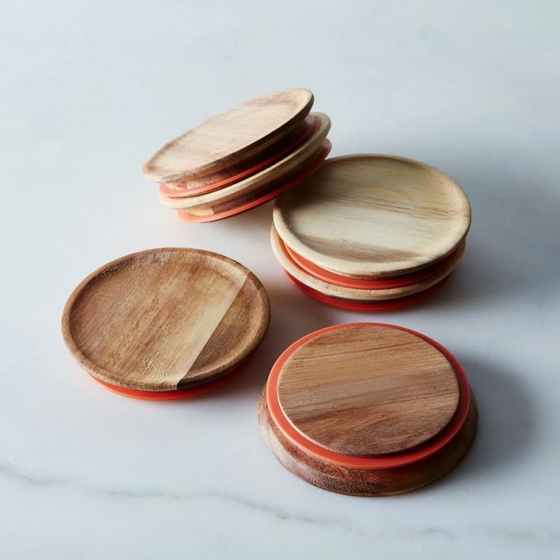 Small Wooden Lids with Seal to Suit Weck Jars Multi Pack 6 - Ball Mason Australia