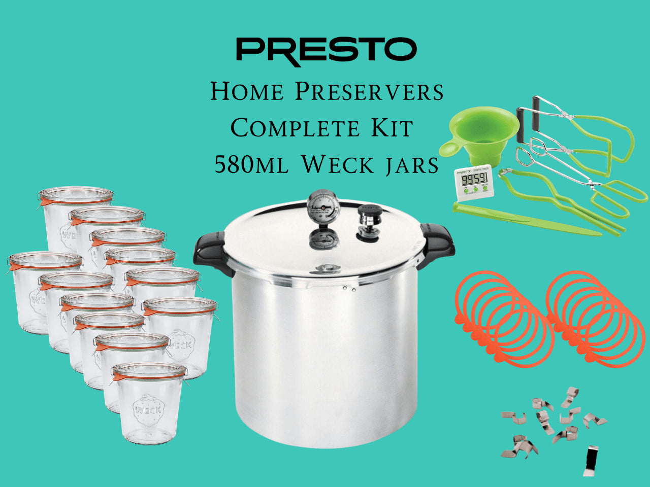 The Complete Presto Canner Bundle with 580ml Weck Jars - Ball Mason Australia